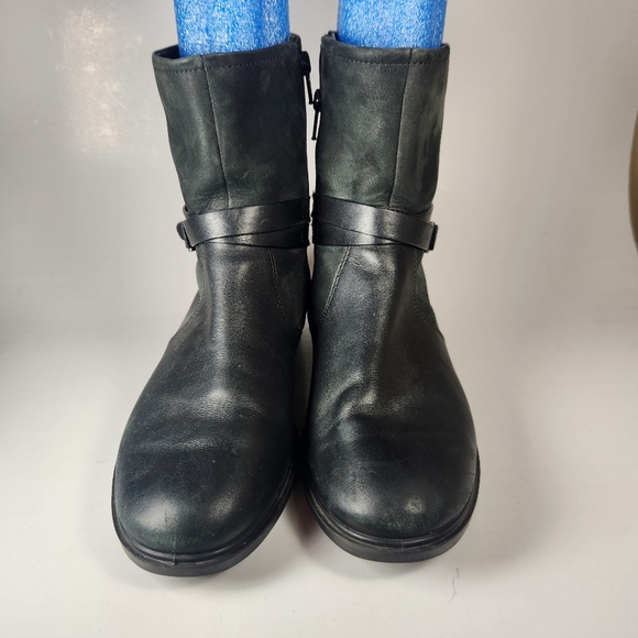 ECCO Women's Biker Boots 37 / 6 Black Leather Moto Ankle Bootie Shoe - Picture 8 of 13